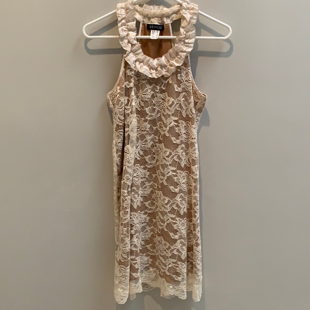 Venus cream colored lace dress